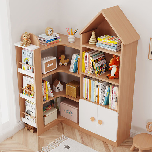 实木儿童书架家用落地转角书柜