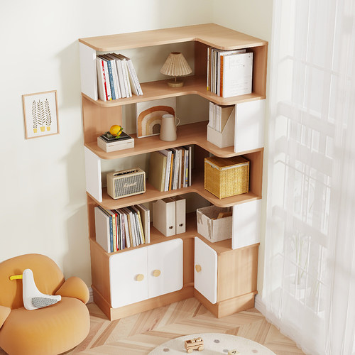 实木转角柜图书馆拐角书柜组合