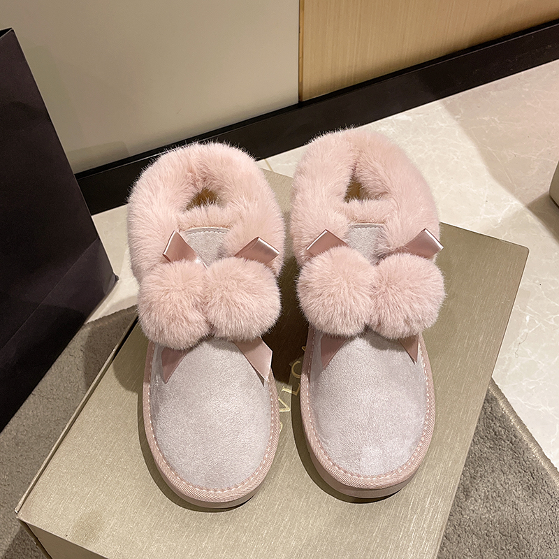 内莎儿雪地靴冬季一脚蹬厚底短靴