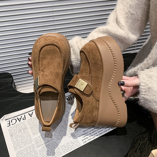 大头乐福鞋厚底勃肯鞋女2026新春秋小个子增高博肯鞋单里休闲单鞋