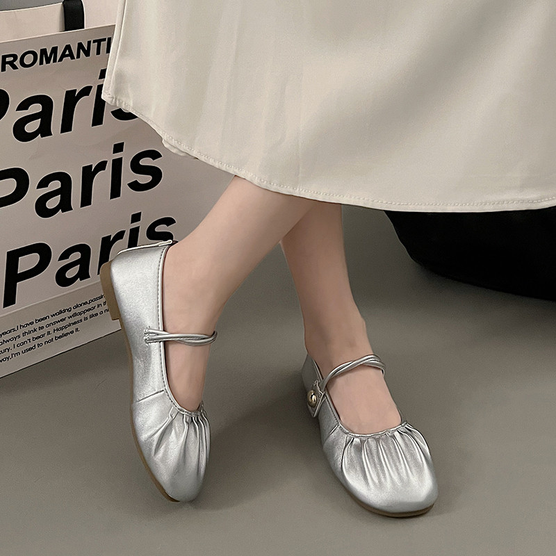 法式晚晚风银色玛丽珍鞋2026新款夏季气质仙女奶奶鞋平底芭蕾舞鞋,女鞋,浅口单鞋,淘宝优惠券,粉丝福利购,淘宝优惠卷