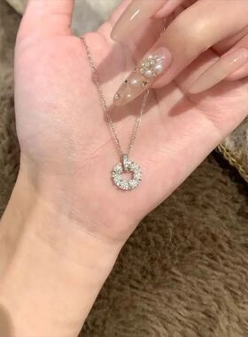 满钻平安扣项链女精致轻奢ins气质高级吊坠锁骨链