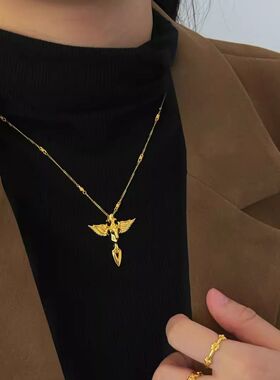 权杖双翼骏马吊坠项链女2025年新款轻奢高级感毛衣链小众设计配饰