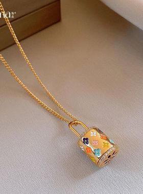 秋冬轻奢颈链手工滴釉高颜值水桶包包项链绝美精致独特锁骨链配饰