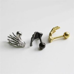 粗针土酷黑暗系防过敏骷髅骨头耳骨钉冷淡风潮流女学生耳环