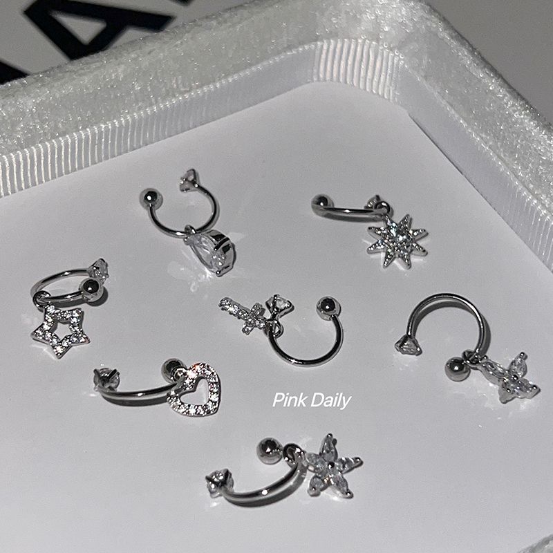 耳骨钉养耳洞u型马蹄环吊坠螺丝拧扣细杆耳饰