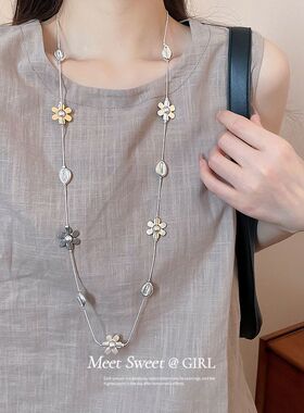 冷淡风花朵珍珠项链女小众简约百搭锁骨链精致时尚设计感气质项饰