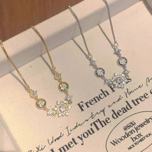 3FANTASTS冬日雪花复古精致小众设计感高亮锆石可调节抽拉式手链