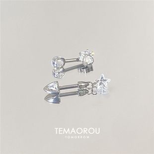 可拆卸猫爪双恶魔钉耳钉女外螺旋五角星养耳洞耳环耳骨耳蜗钉耳饰