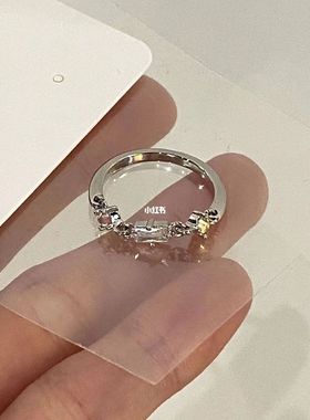 链条拼接戒指女小众设计感百搭彩色锆石