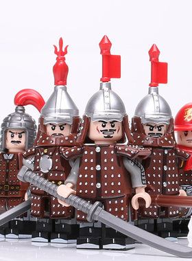 古代士兵积木人仔益智拼插
