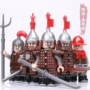 中古国潮军事玩具科睿中国明朝士兵将军塑料积木人仔第三方积木