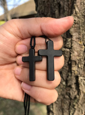 义树家·正品珍惜紫光檀乌木十字架小巧吊坠项链简约时尚百搭饰品