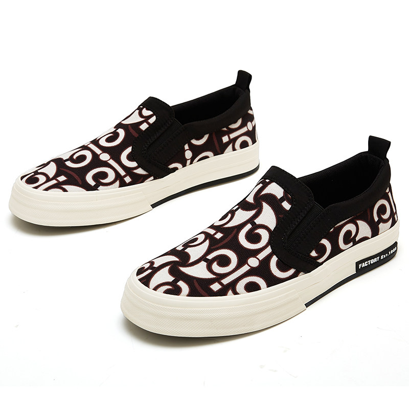 2026年春季新款潮流印花帆布鞋男士休闲时尚透气一脚蹬懒人鞋男鞋,流行男鞋,帆布鞋,淘宝优惠券,粉丝福利购,淘宝优惠卷