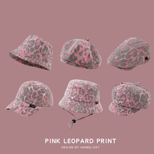 儿童帽子春秋季可爱粉色花纹棒球帽男女童韩版帽宝宝遮阳八角帽子