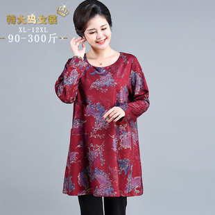 春秋冬半身裙大衫 2024中老年新款 宽松打底衫 大码 妈妈烫金女中长款