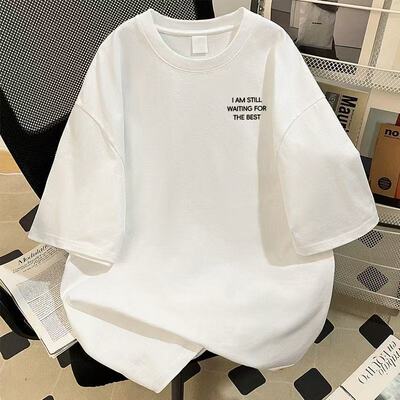 韩范简约百搭字母印花短袖T恤男女童夏季中大儿童纯棉半袖上衣