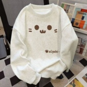 2026新款 上衣 可爱卡通猫咪圆领卫衣中大儿童女孩宽松休闲慵懒长袖