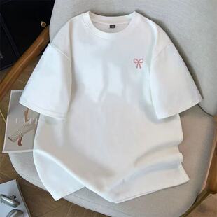 中大儿童女孩韩范纯棉白色短袖T恤2026夏季新款女童百搭半袖上衣