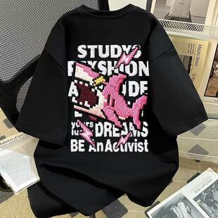 中大儿童2026夏季流行新款防刺绣印花纯棉短袖T恤男女童酷帅上衣