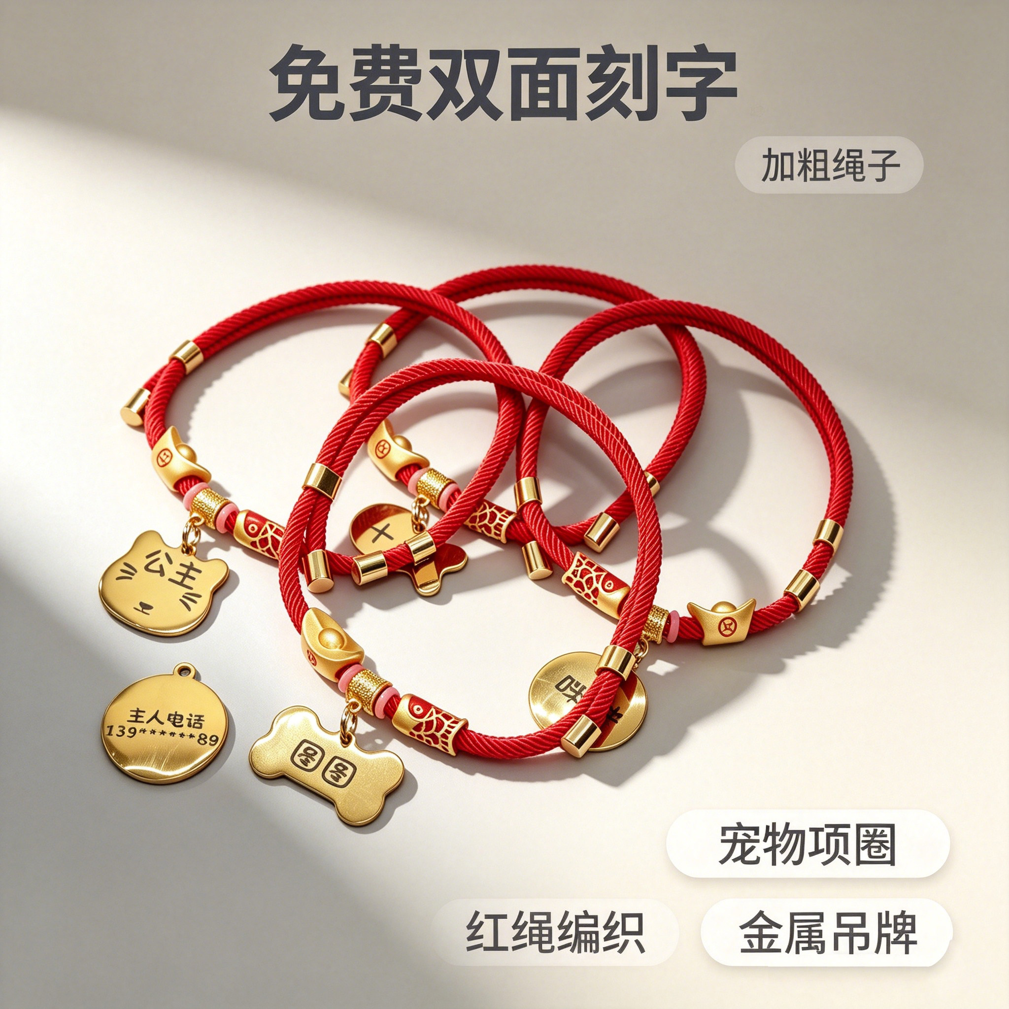 狗狗牌身份牌定制宠物猫咪小型犬防走丢挂牌刻字手工项圈吊牌项链
