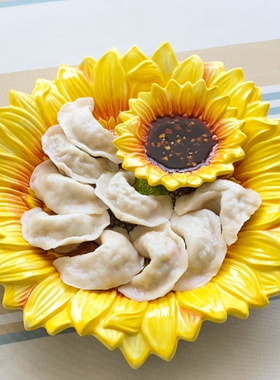 太阳花饺子盘