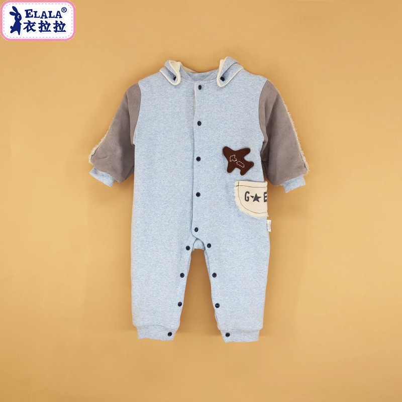 加绒婴儿连体衣衣拉拉