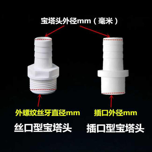 宝塔头水箱软管快接头变径直通鱼缸上下水管塑料管件鱼缸软管接头