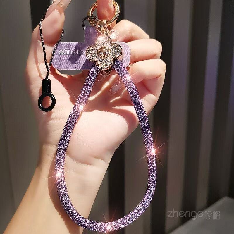四叶草闪钻轻奢防丢手机挂绳