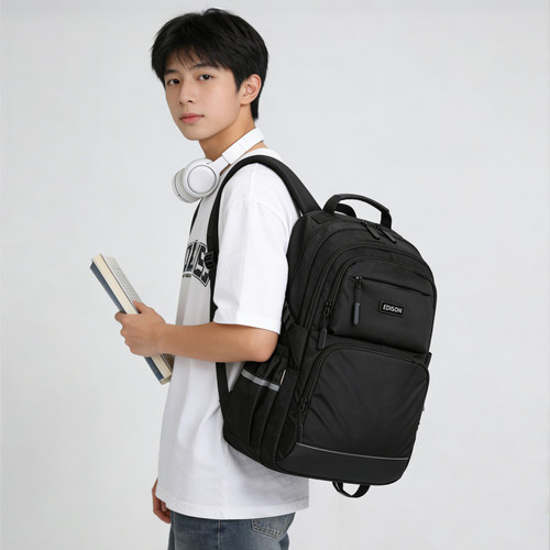 Edison爱迪生高中生书包轻便护脊减负大容量反光背包防泼水双肩包