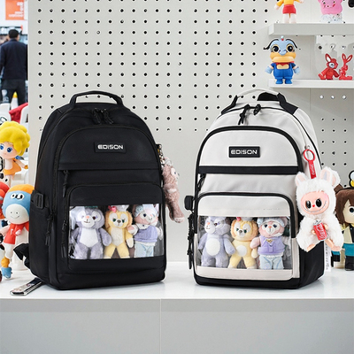 爱迪生中学生大容量轻便书包高中生二次元DIY痛包潮流双肩包