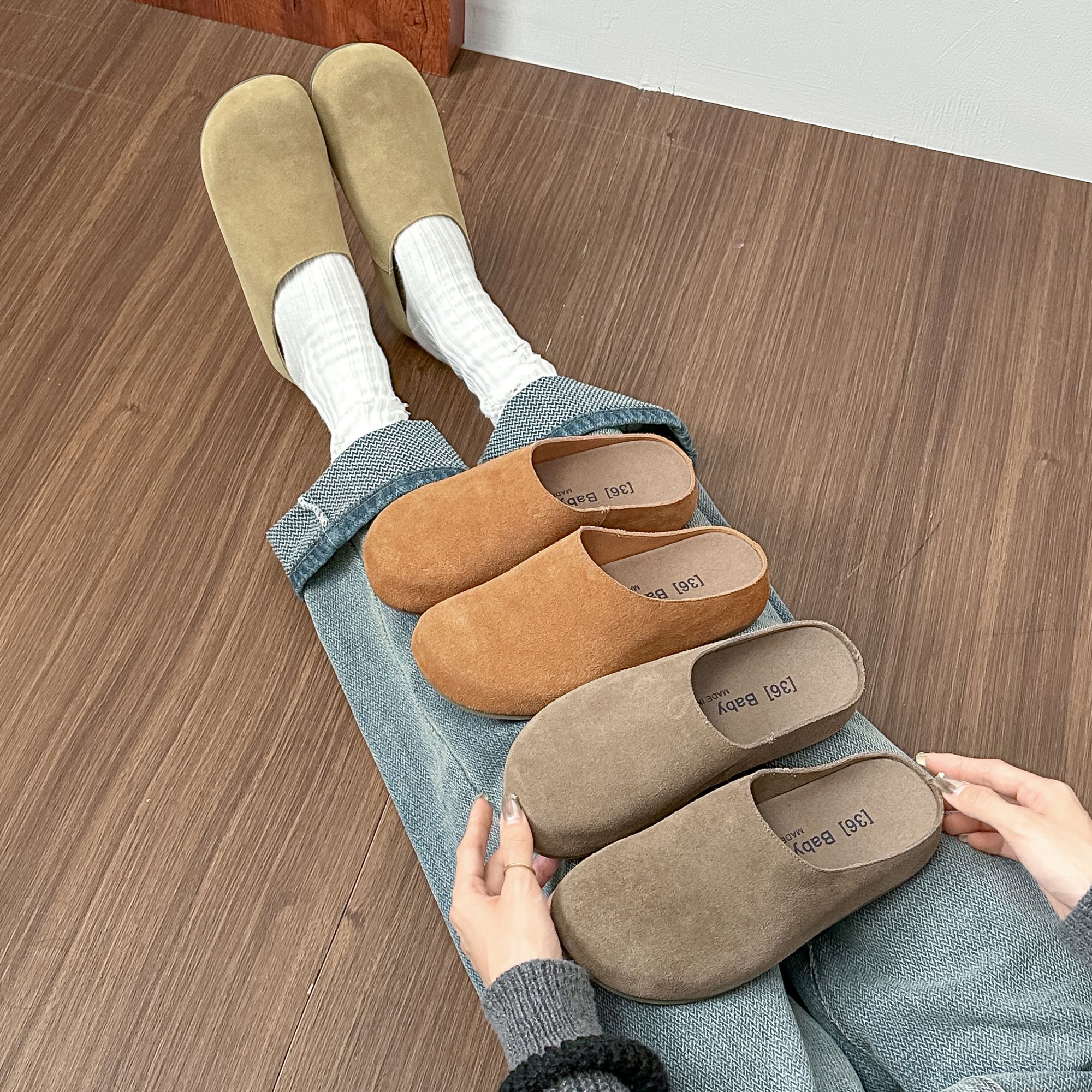 厚底勃肯鞋女包头半拖外穿拖鞋百搭博肯鞋