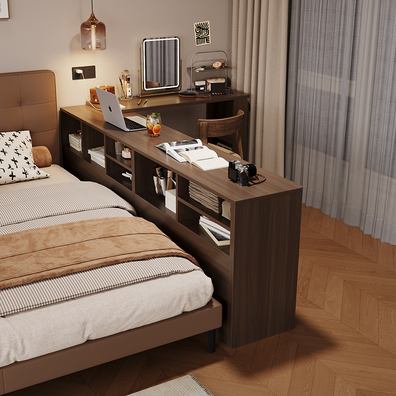 卧室胡桃木色储物柜檀奥现代简约