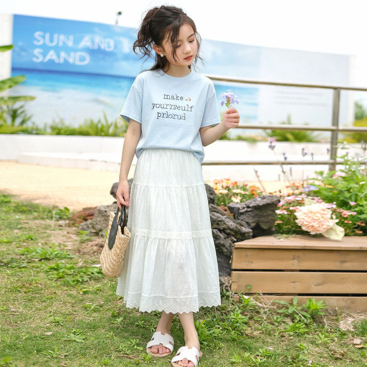 女童短袖套装裙夏季T恤中大童半身裙两件套2026新款韩版女孩公主