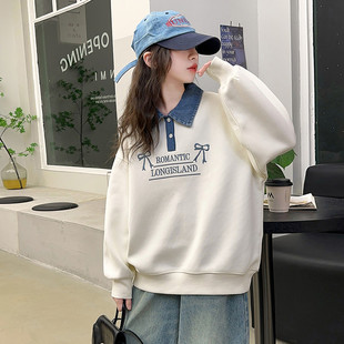 2026新款女童卫衣套装春装休闲长袖中大童牛仔阔腿裤两件套春秋潮