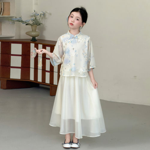 女童新中式套装国风夏季半身裙潮