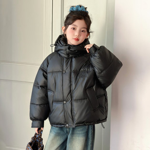 中大童棉服洋气保暖潮 韩版 女童小羊皮棉衣免洗短款 面包服2025新款