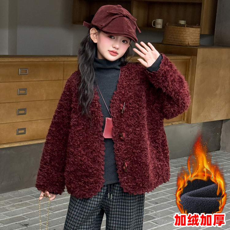 女童皮毛一体秋冬款外套洋气时尚