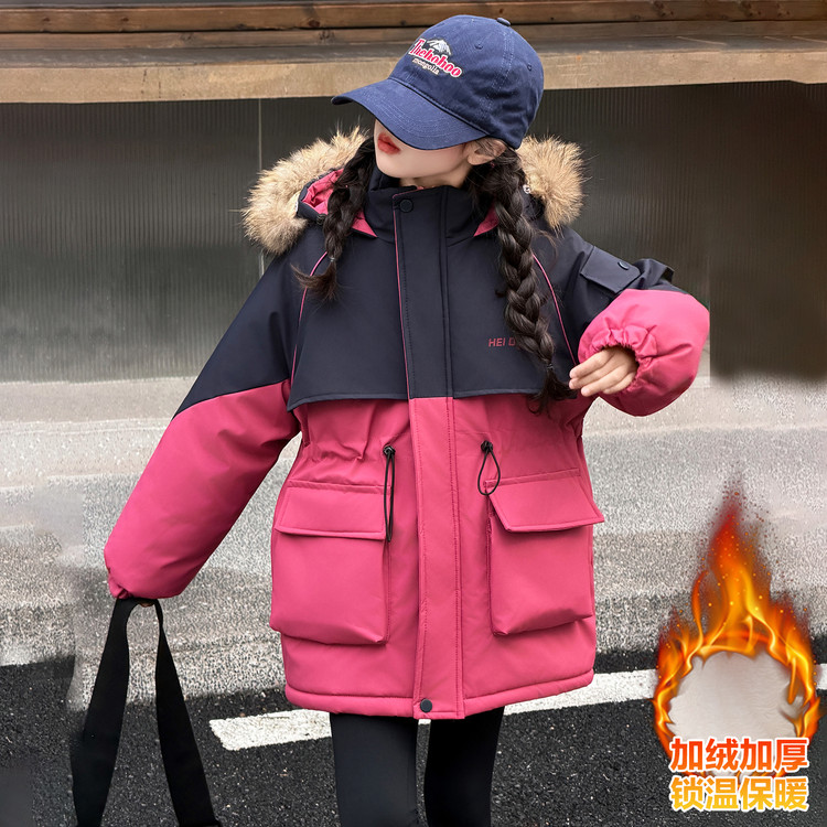 女童派克服棉衣外套冬季加绒加厚