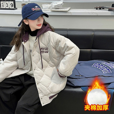 女童棒球服棉衣连帽休闲冬装加厚
