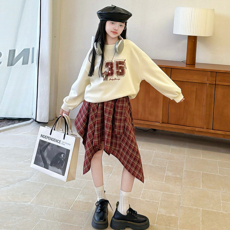 女童卫衣套装春秋款长袖八爪裙2026新款韩版中大童两件套洋气时髦