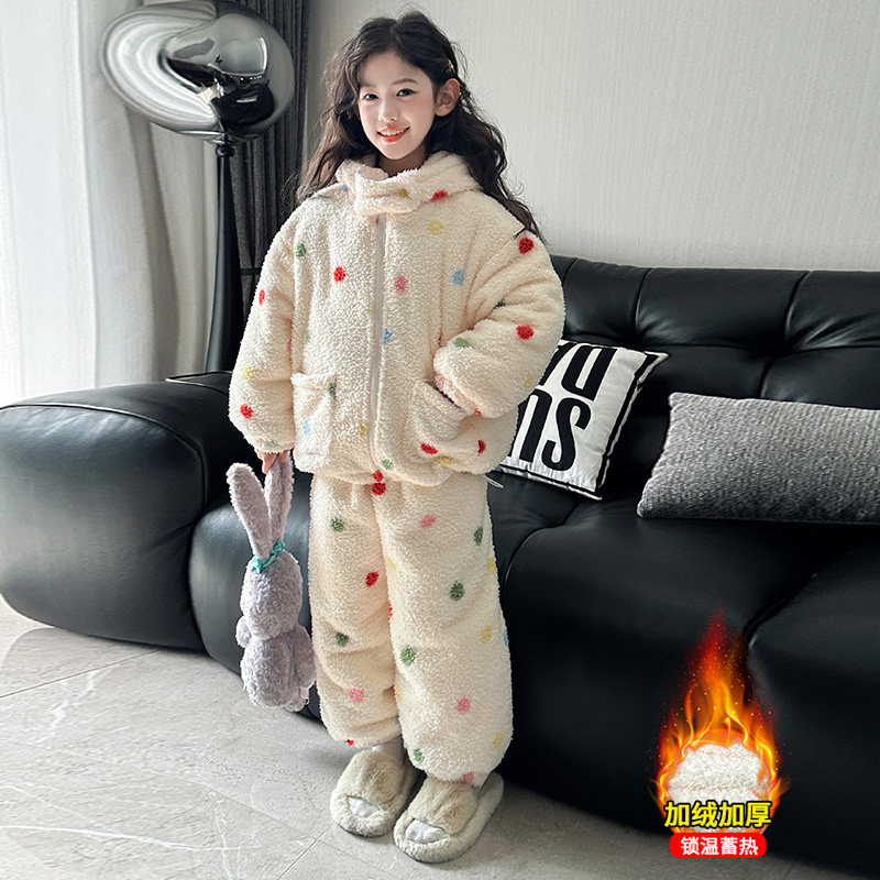 女童睡衣套装家居服加绒加厚冬装保暖2025新款中大童两件套双面绒,童装/婴儿装/亲子装,家居服套装,淘宝优惠券,粉丝福利购,淘宝优惠卷