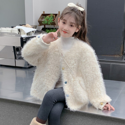 女童仿皮草毛毛衣外套皮毛一体潮