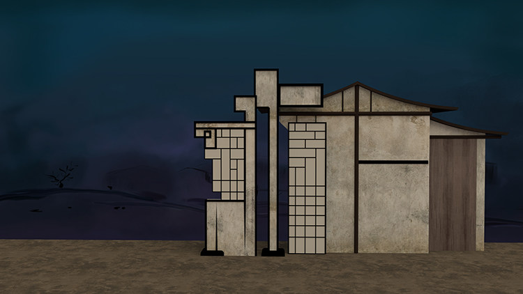 戏曲越剧胭脂建筑江南风景古代唯美高清led大屏幕舞台背景虚拟图