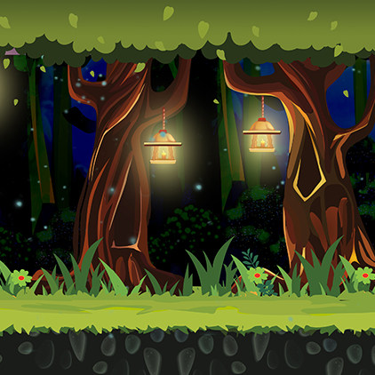 梦幻森林灯光挂灯萤火虫卡通儿童高清led大屏幕舞台背景静态图片