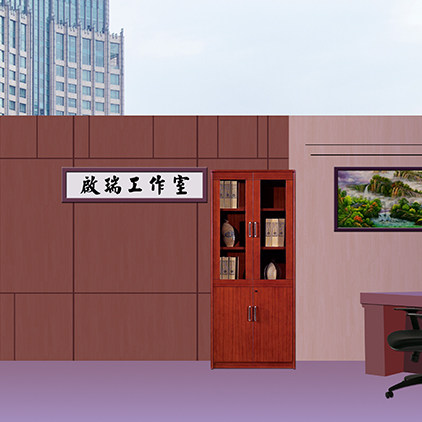 高清led大屏幕舞台背景小品办公室实木办公区域公司室内静态图片