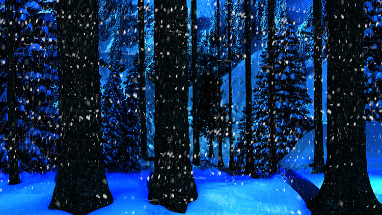 智取威虎山雪山雪景夜色晚上雪森林深山大树大雪高清led大屏图片