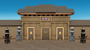 海神庙寺庙古代建筑香炉瓦房庙堂外景高清LED大屏幕舞台背景图片