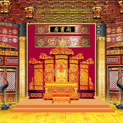 高清led舞台古代皇宫宫廷皇帝上朝图片相声小品背景舞台剧