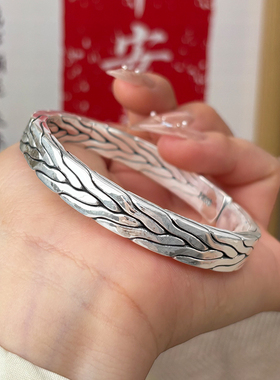 航达银匠手工编织麻花银手镯